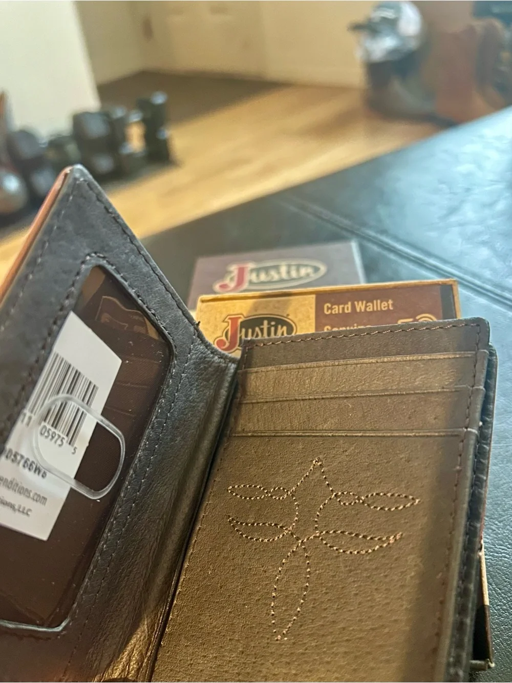 Justin Boots Two-Tone RFID Leather Card Wallet - Black & Brown